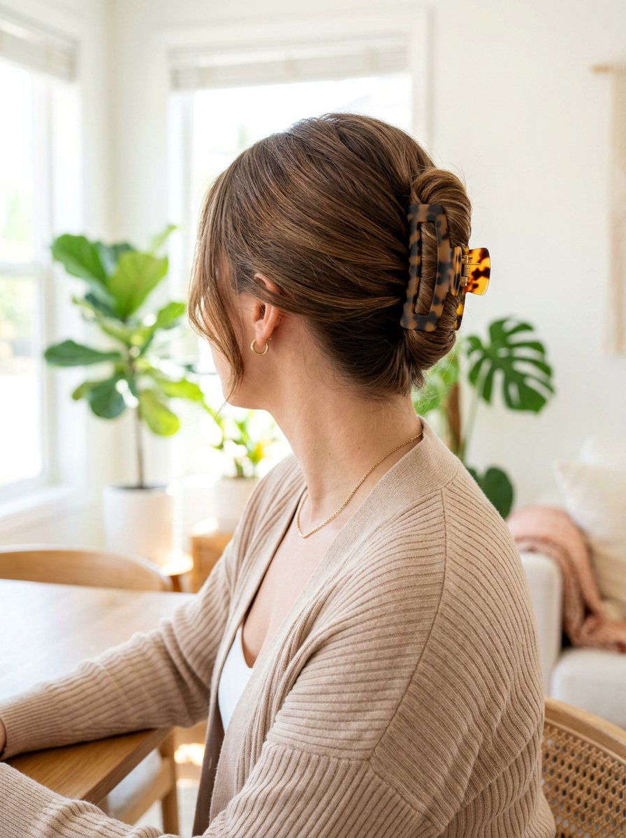 Claw Clip French Twist - 20 quick hairstyle for office commute