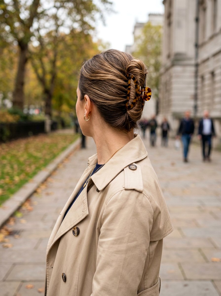 Claw Clip French Twist - 20 vacation hairstyle for airplane travel - 20 vacation hairstyle for airplane travel