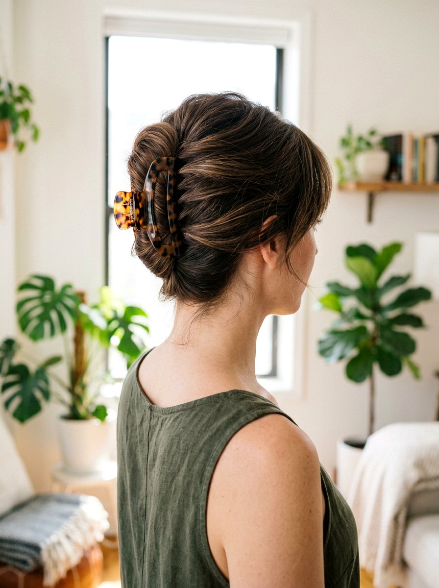 Claw Clip French Twist - 20 cute hairstyle for brunch with friends - 20 cute hairstyle for brunch with friends