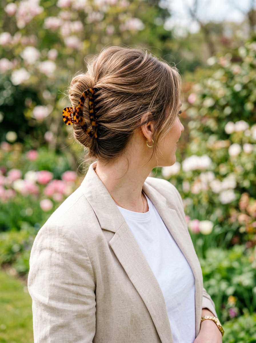 Claw Clip French Twist - 20 easy hairstyle for school run moms - 20 easy hairstyle for school run moms