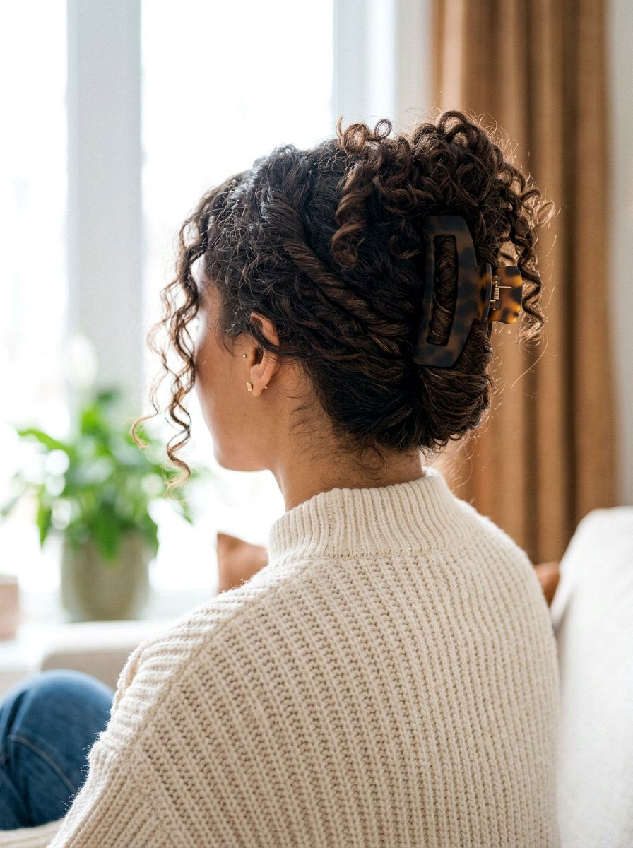 Claw Clip Hairstyle For Long Curly Hair - 20 easy work hairstyle for long curly hair - 20 easy work hairstyle for long curly hair