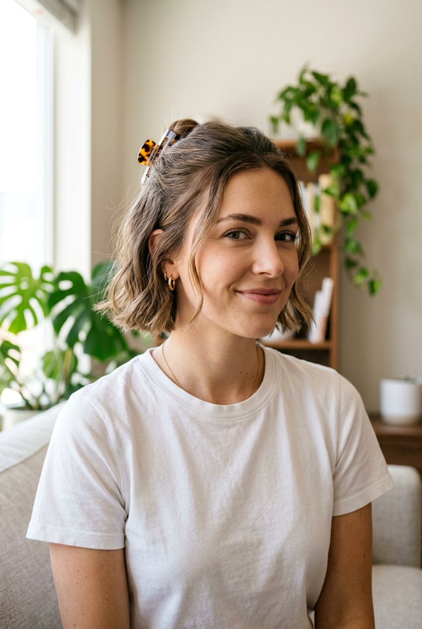 Claw Clip Half Up On Short Hair - 20 claw clip hairstyles - 20 claw clip hairstyles