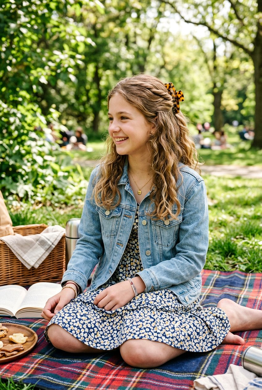 Claw Clip Half Up Picnic Hair - 20 picnic hairstyles for girls - 20 picnic hairstyles for girls