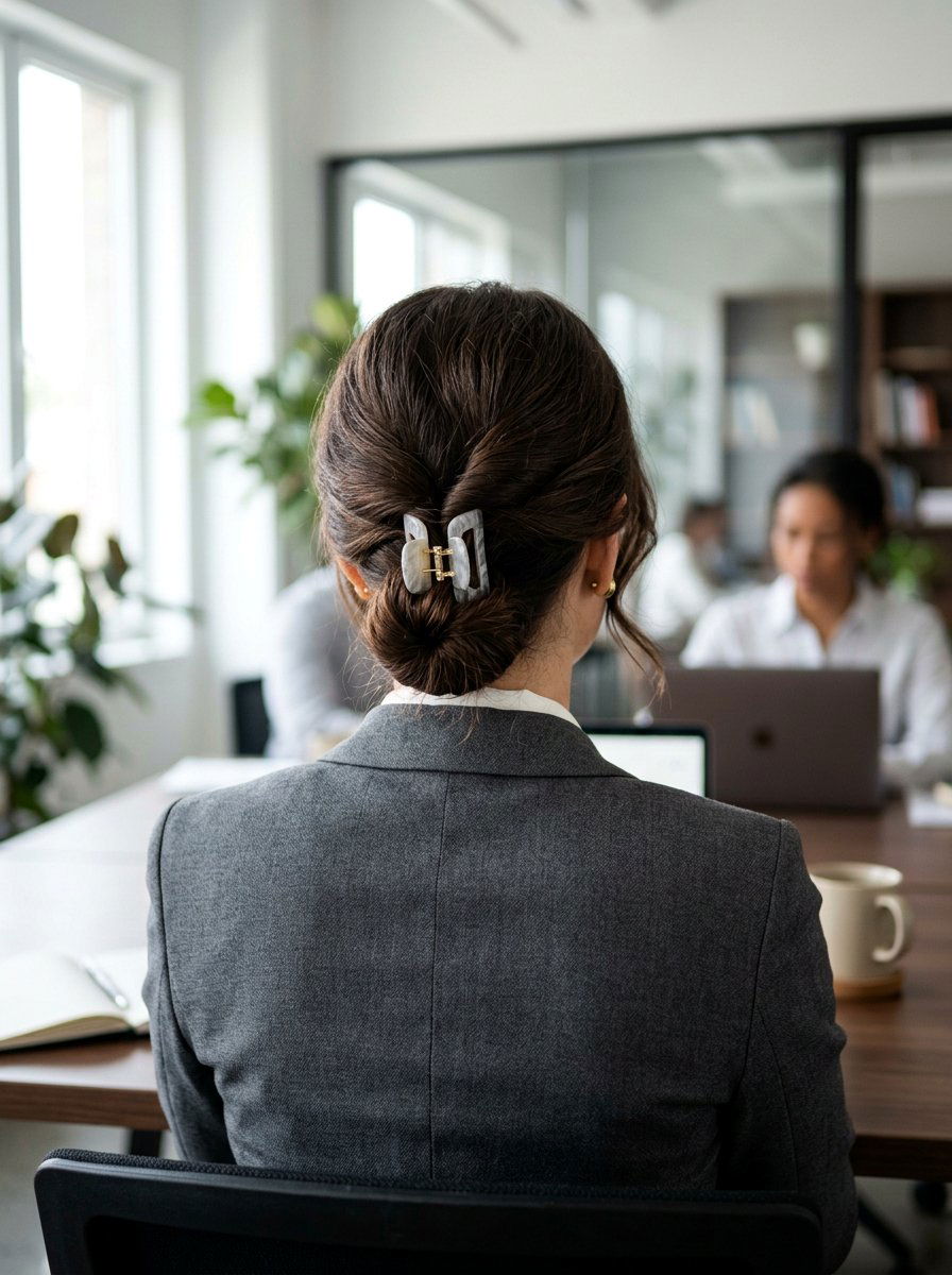 Claw Clip Low Bun - 20 claw clip hairstyle for office women - 20 claw clip hairstyle for office women