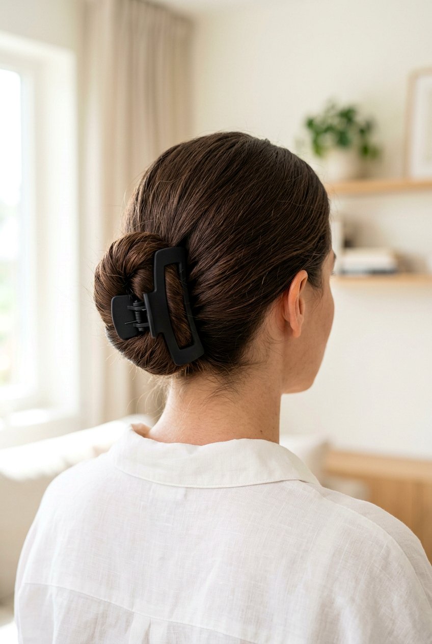 Claw Clip Low Bun - 20 campus claw clip hairstyle - 20 campus claw clip hairstyle