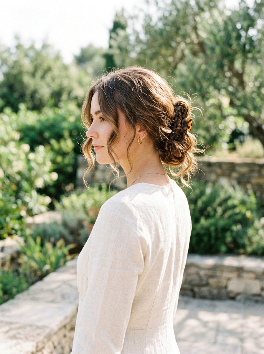 Claw Clip Low Messy Bun - 20 summer claw clip hairstyles - 20 summer claw clip hairstyles