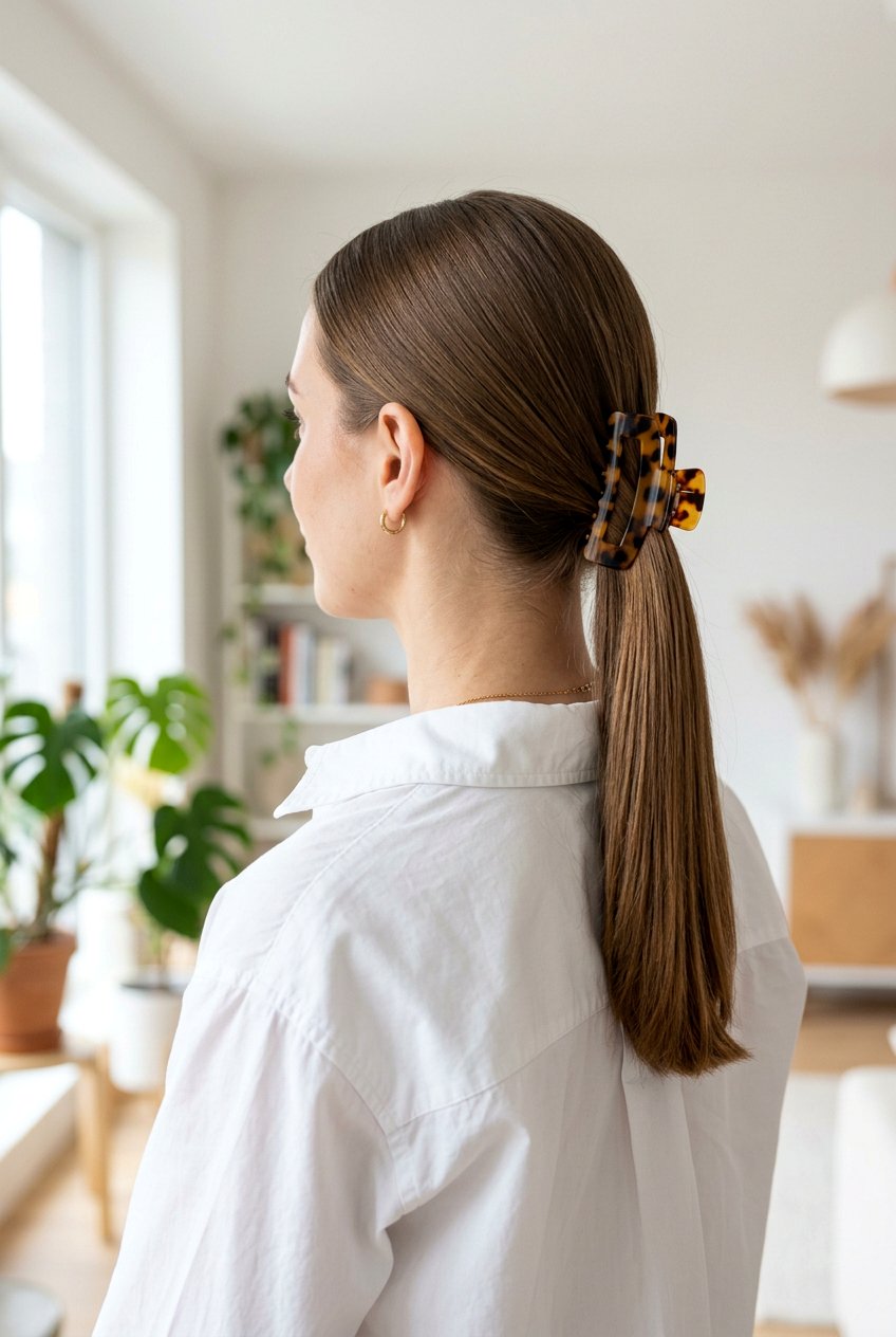 Claw Clip Low Ponytail - 20 claw clip hairstyles - 20 claw clip hairstyles