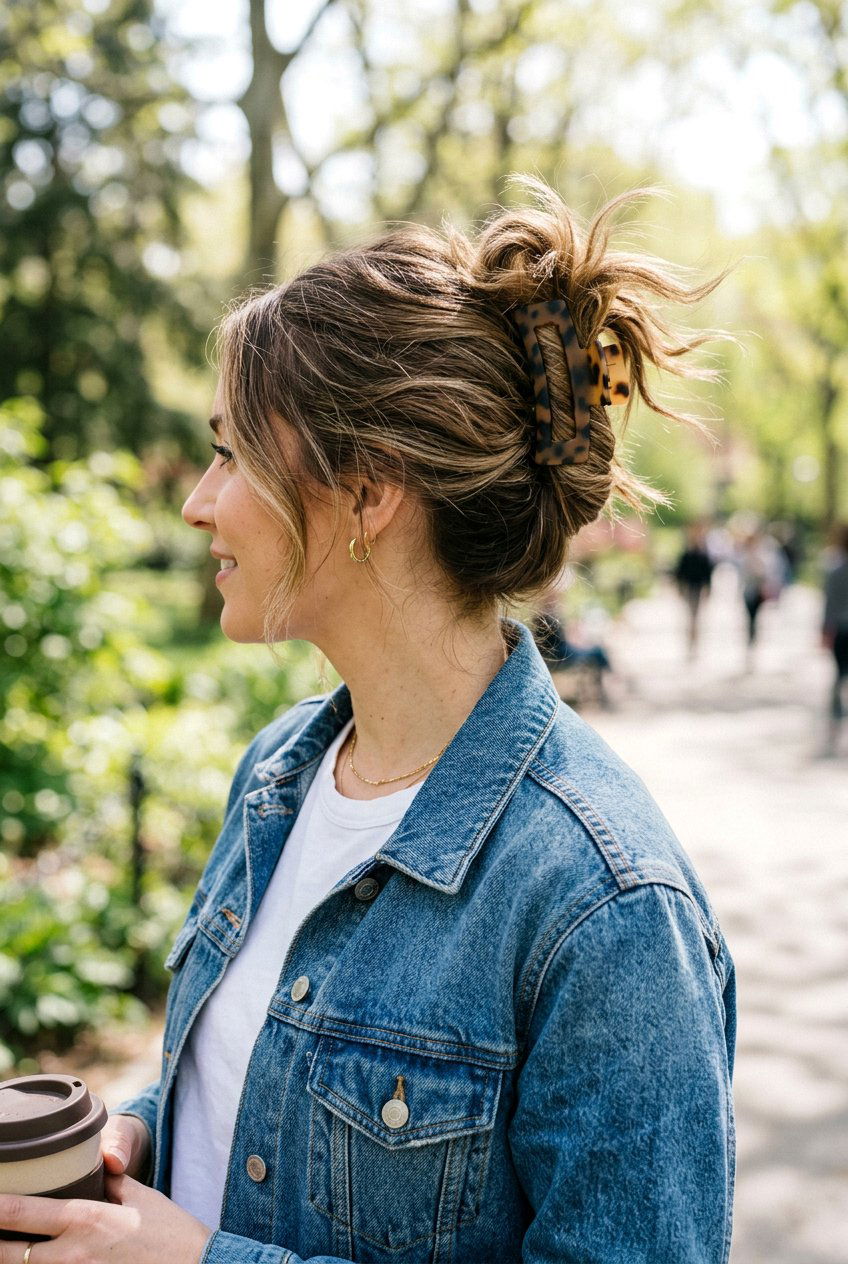 Claw Clip Messy Bun - 20 messy bun for moms with thin hair - 20 messy bun for moms with thin hair