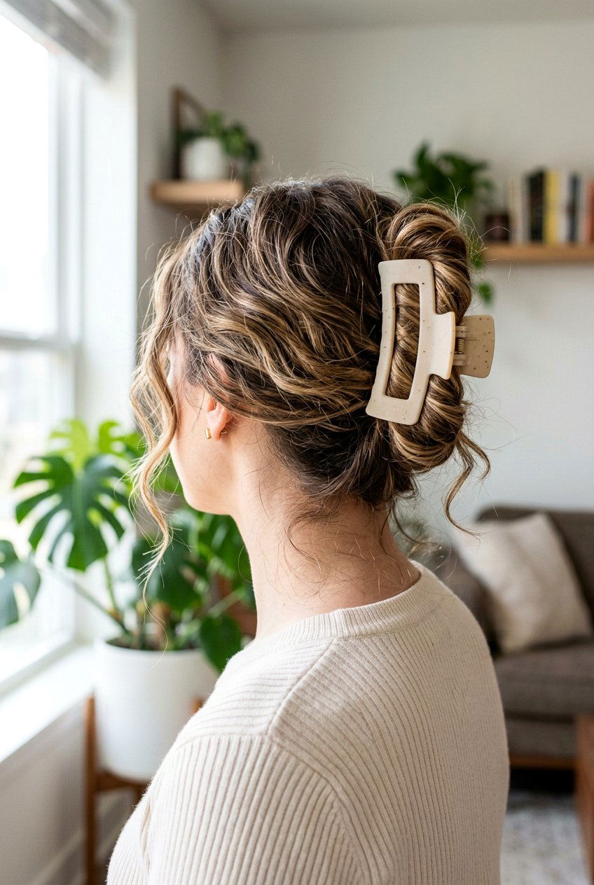 Claw Clip Messy Bun - 20 messy bun hairstyles - 20 messy bun hairstyles