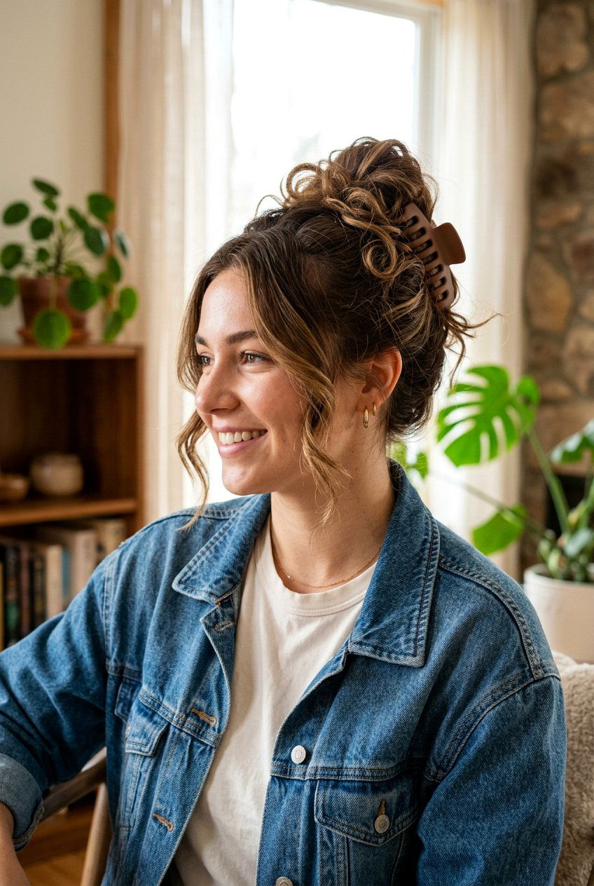 Claw Clip Messy Bun - 20 campus claw clip hairstyle - 20 campus claw clip hairstyle