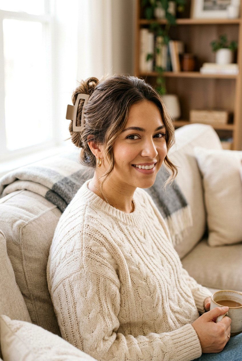 Claw Clip Movie Night Hairstyle - 20 movie night hairstyles - 20 movie night hairstyles