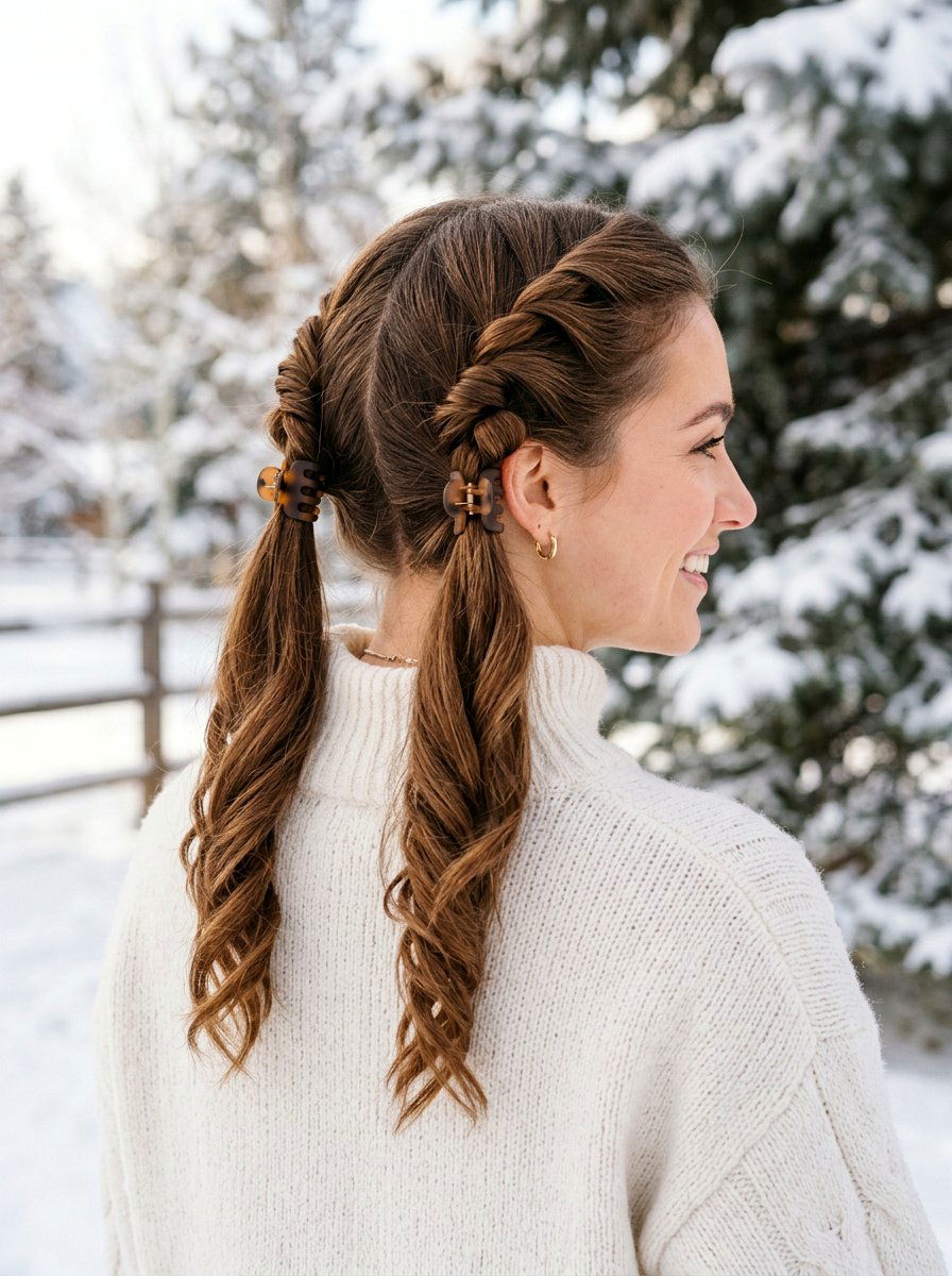 Claw Clip Pigtail Twists - 20 college girls easy claw clip hairstyle - 20 college girls easy claw clip hairstyle