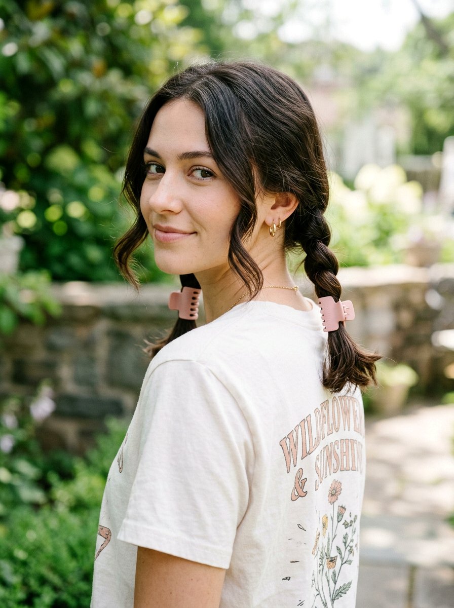 Claw Clip Pigtails - 20 travel friendly claw clip hairstyle - 20 travel friendly claw clip hairstyle