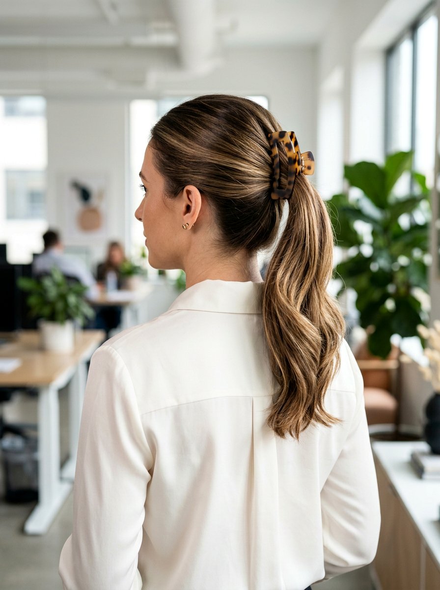 Claw Clip Ponytail - 20 office friendly claw clip hairstyles - 20 office friendly claw clip hairstyles