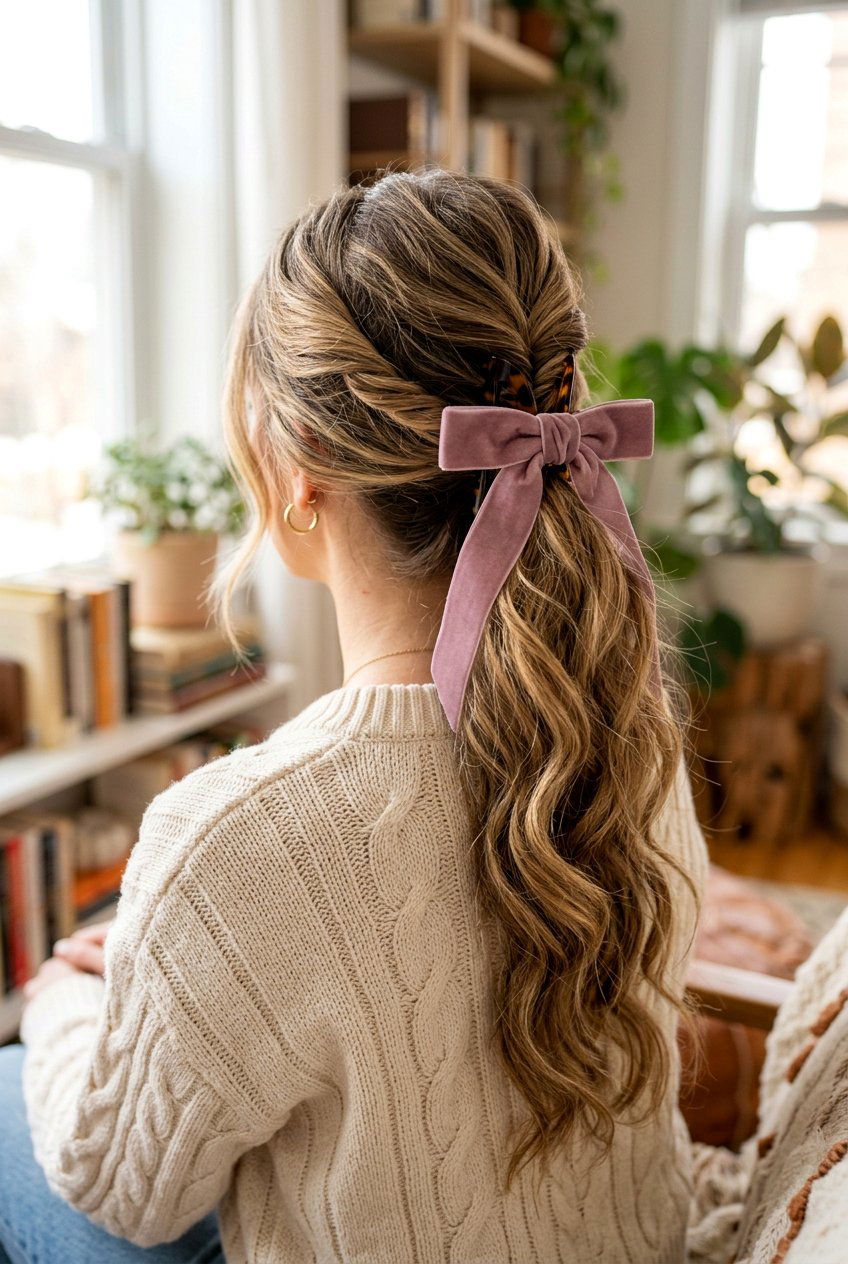 Claw Clip Ponytail With Bow - 20 holiday ponytail with bow - 20 holiday ponytail with bow