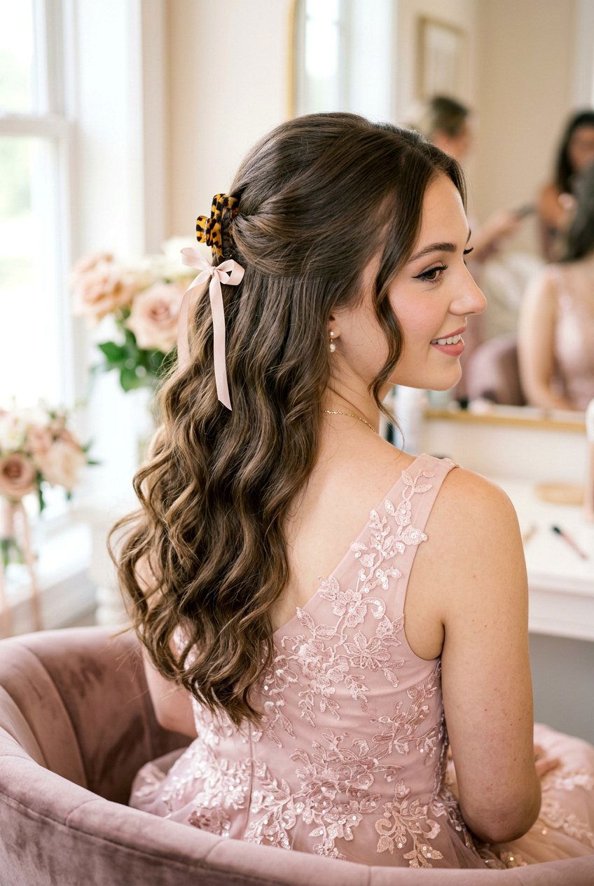 Claw Clip Prom Hairstyle With Ribbon - 20 prom hairstyles with claw clip - 20 prom hairstyles with claw clip