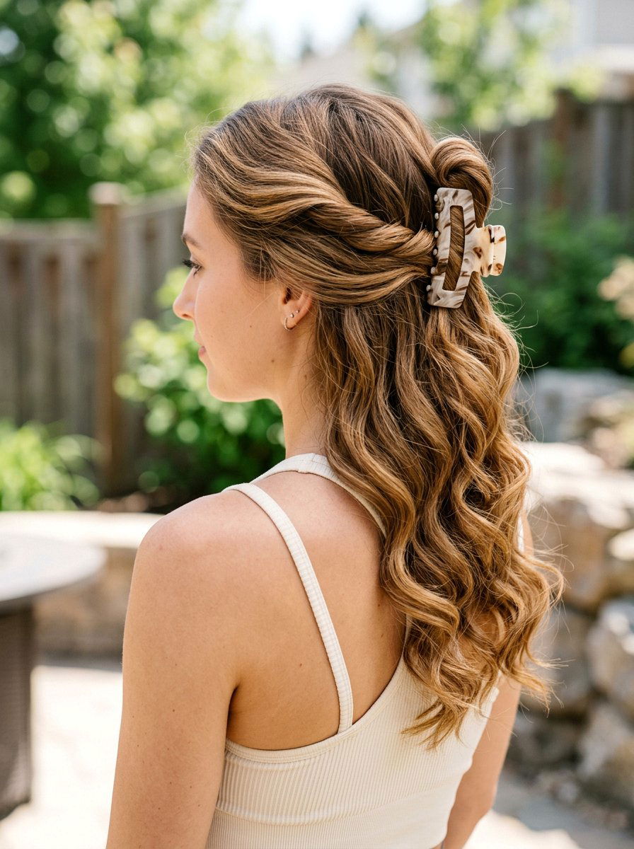 Claw Clip Side Swept Twist - 20 pilates claw clip hairstyle - 20 pilates claw clip hairstyle