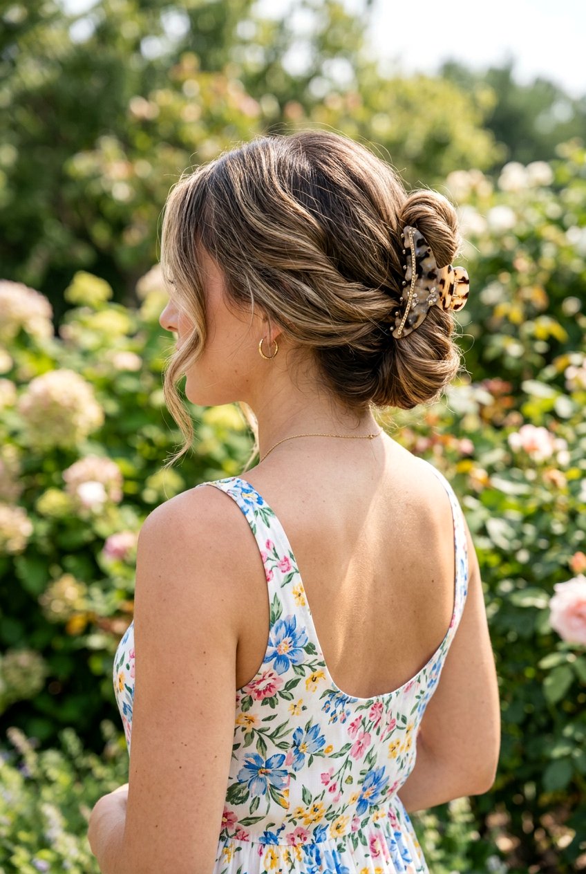 Claw Clip Side Swept Updo - 20 campus claw clip hairstyle - 20 campus claw clip hairstyle