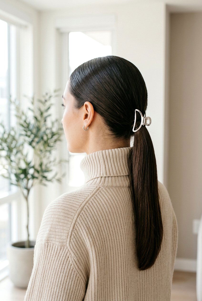 Claw Clip Sleek Low Ponytail - 20 campus claw clip hairstyle - 20 campus claw clip hairstyle