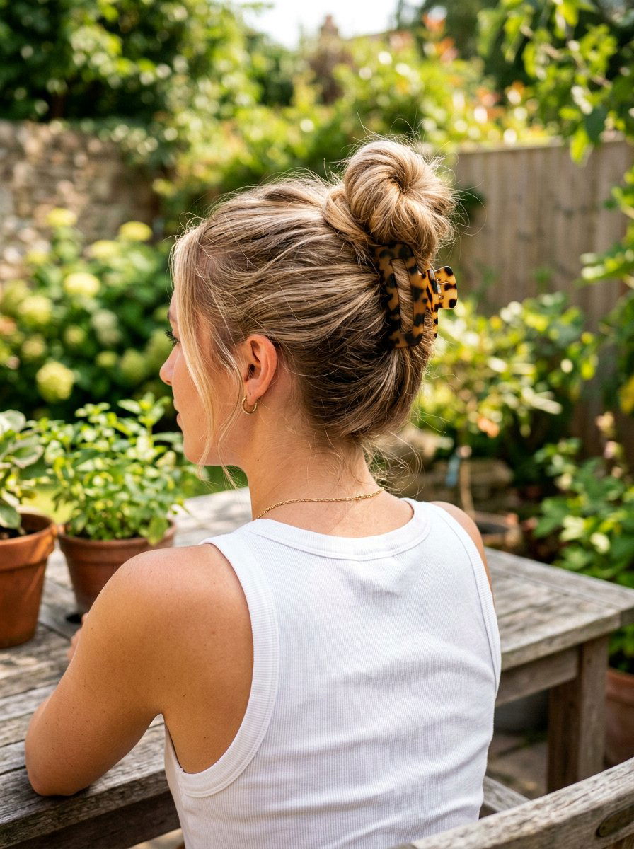 Claw Clip Top Knot - 20 college girls easy claw clip hairstyle - 20 college girls easy claw clip hairstyle