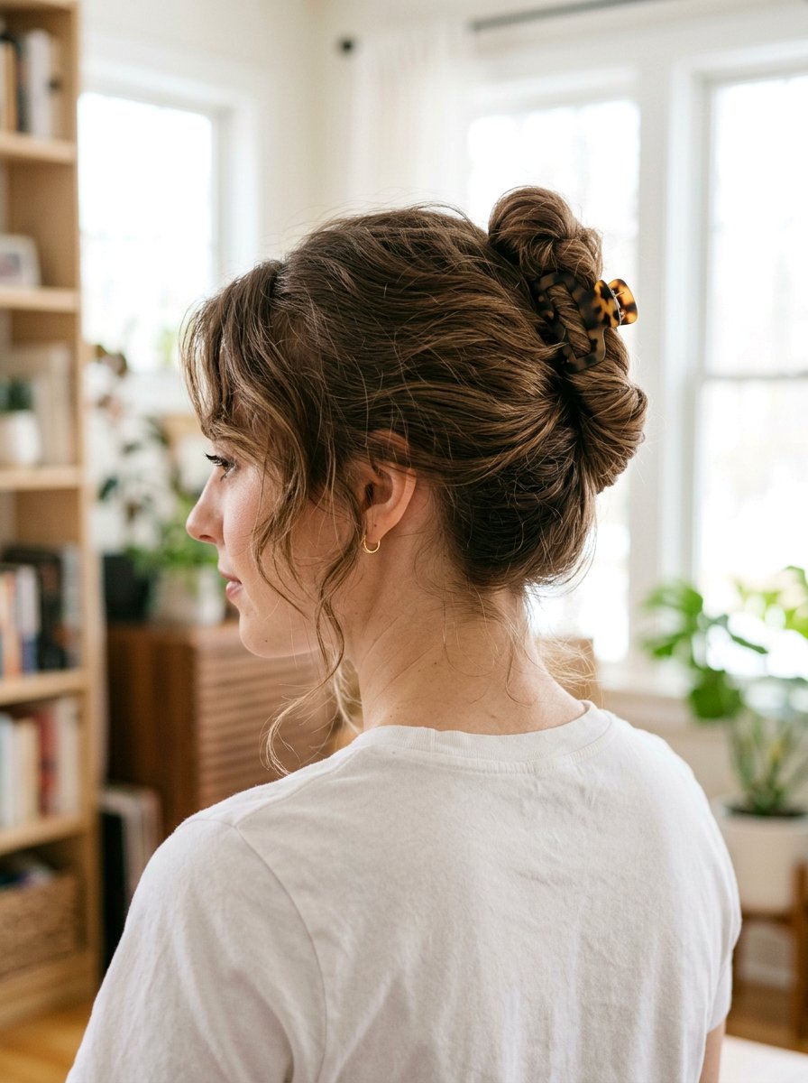 Claw Clip Top Knot - 20 summer claw clip hairstyles - 20 summer claw clip hairstyles