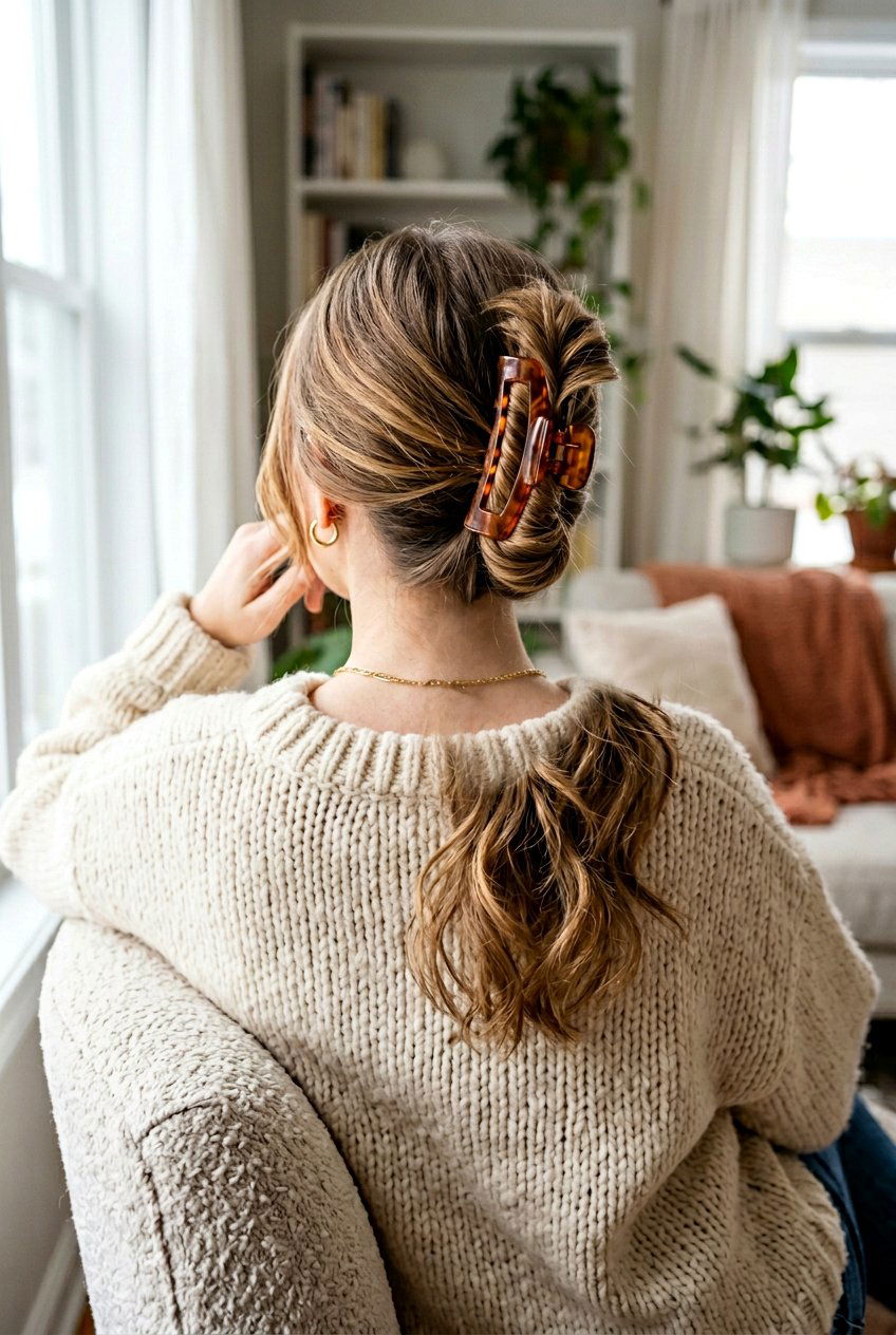 Claw Clip Twist - 20 easy morning hairstyle for long layers - 20 easy morning hairstyle for long layers