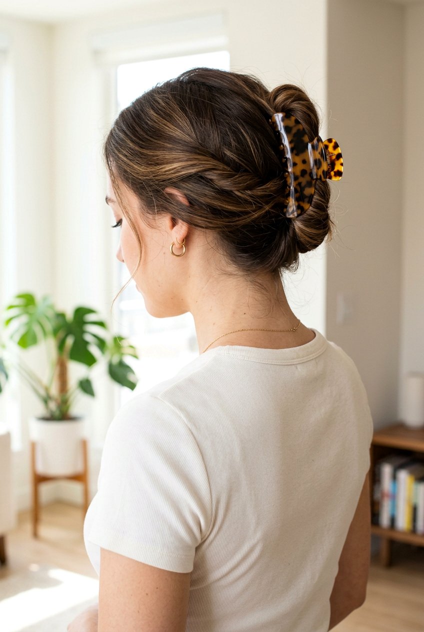 Claw Clip Twist - 20 hairstyle for postpartum baby hairs - 20 hairstyle for postpartum baby hairs