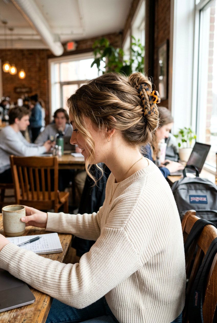 Claw Clip Twist Hairstyle - 20 quick hairstyles for college girls - 20 quick hairstyles for college girls