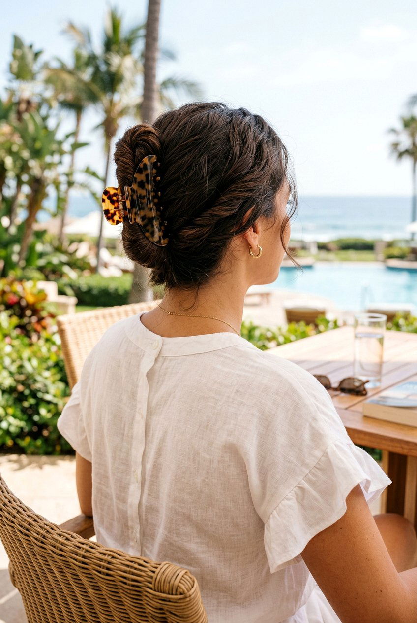 Claw Clip Twist Updo - 20 resort hairstyles for women - 20 resort hairstyles for women