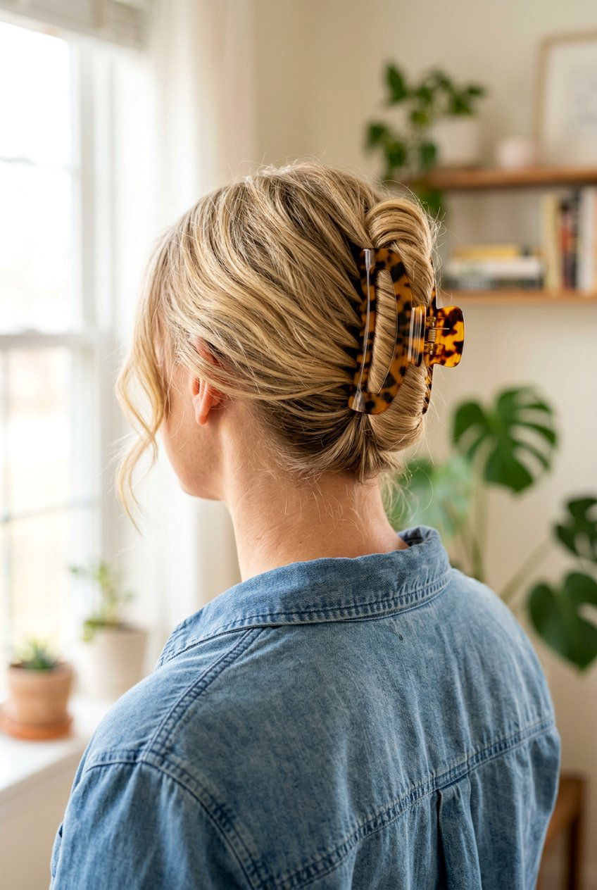 Claw Clip Twist - 20 camping hairstyle for medium hair - 20 camping hairstyle for medium hair