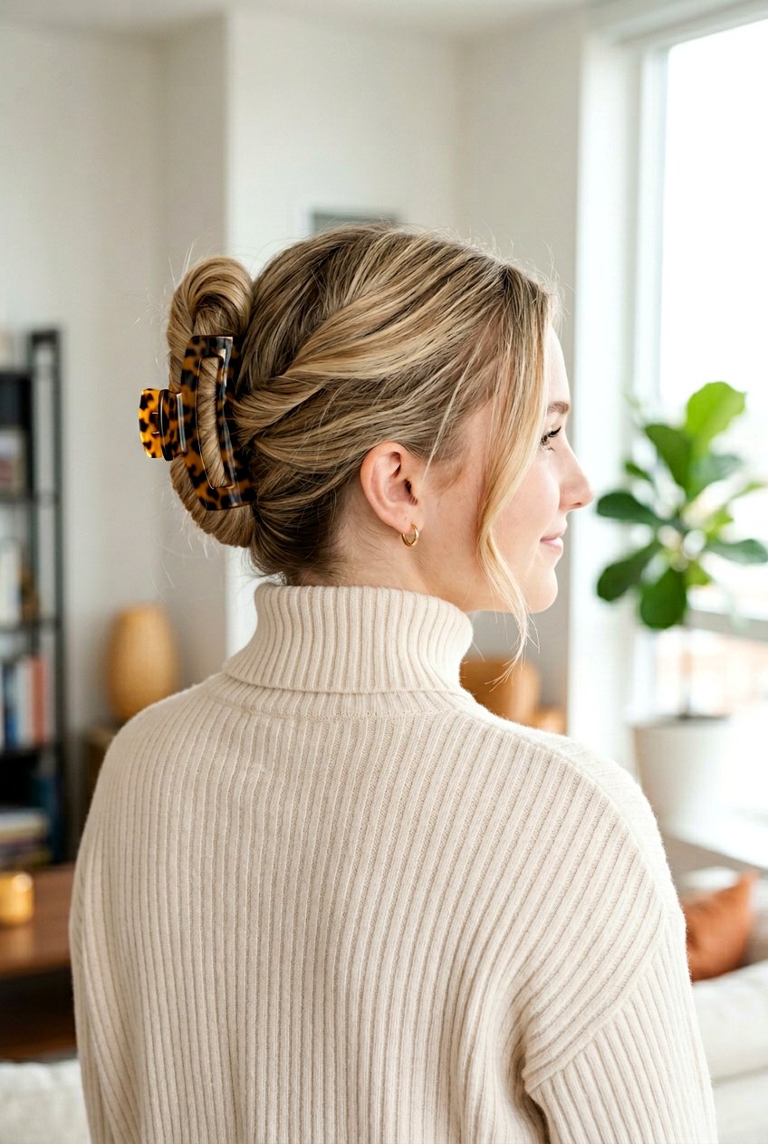 Claw Clip Updo - 20 school hairstyle for teenage girls with medium hair - 20 school hairstyle for teenage girls with medium hair