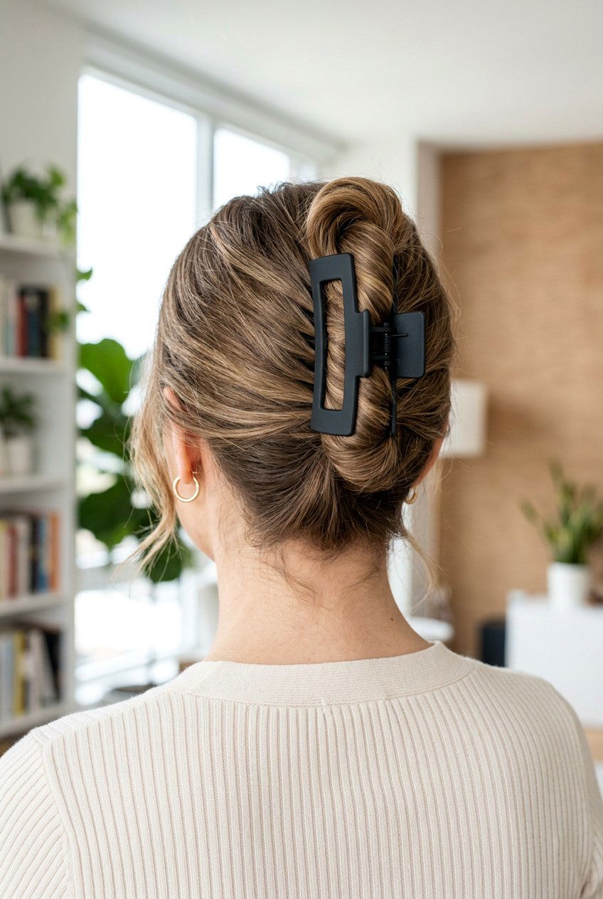 Claw Clip Updo - 20 business casual hairstyles - 20 business casual hairstyles