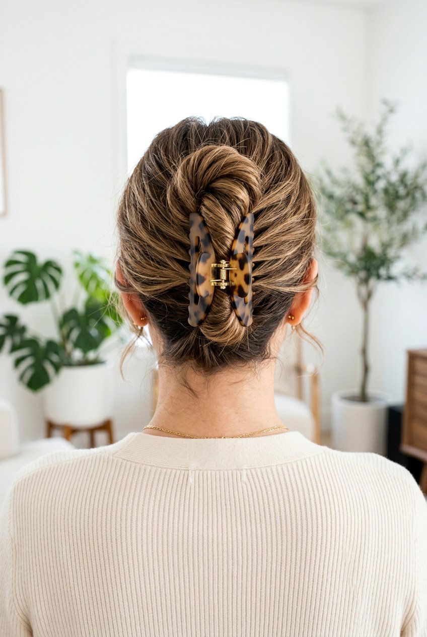 Claw Clip Updo - 20 easy hairstyles for medium hair - 20 easy hairstyles for medium hair