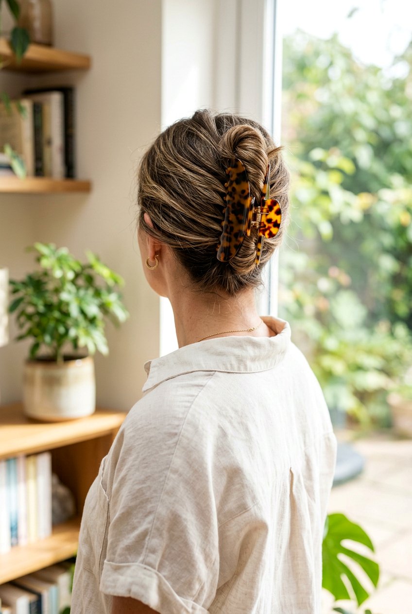 Claw Clip Updo - 20 easy hairstyles for busy moms with long hair - 20 easy hairstyles for busy moms with long hair