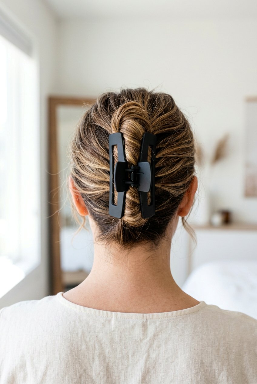 Claw Clip Updo - 20 quick hairstyles for school - 20 quick hairstyles for school