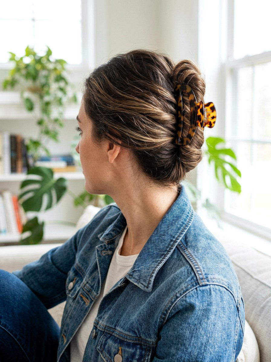 Claw Clip Updo - 20 easy hairstyle for thick wavy hair - 20 easy hairstyle for thick wavy hair