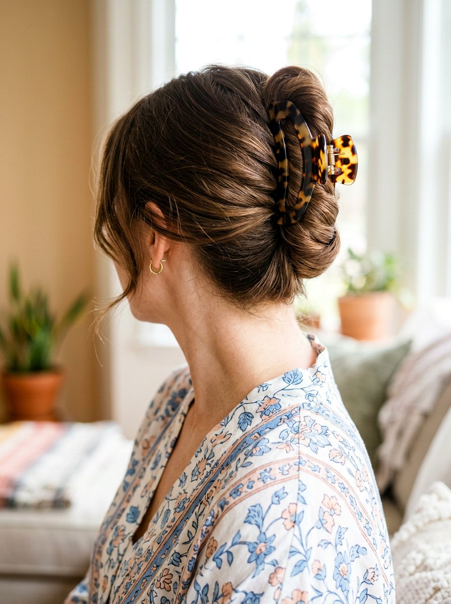 Claw Clip Updo - 20 simple hairstyle for beach trip - 20 simple hairstyle for beach trip
