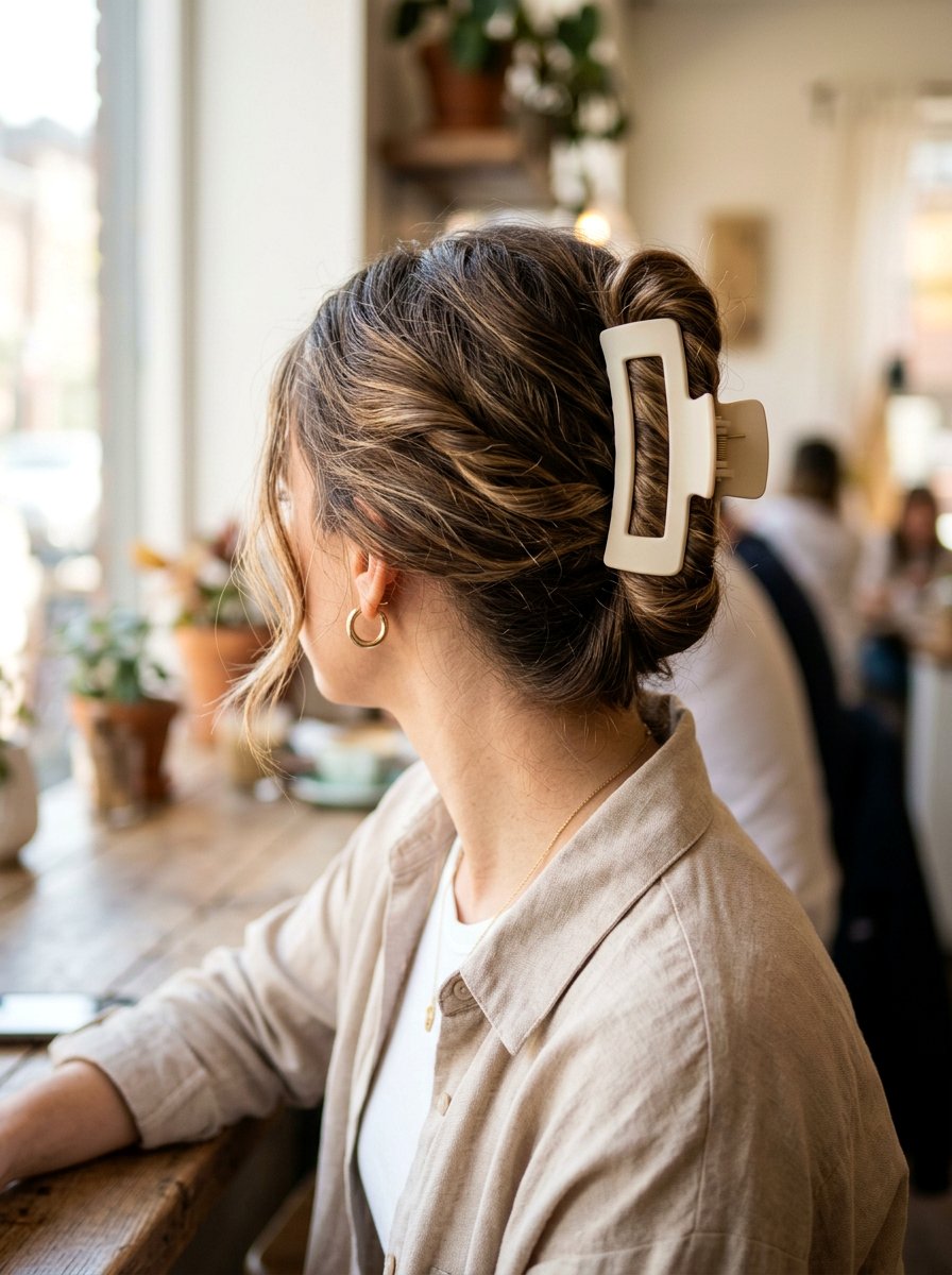 Claw Clip Updo - 20 simple hairstyle for birthday brunch - 20 simple hairstyle for birthday brunch