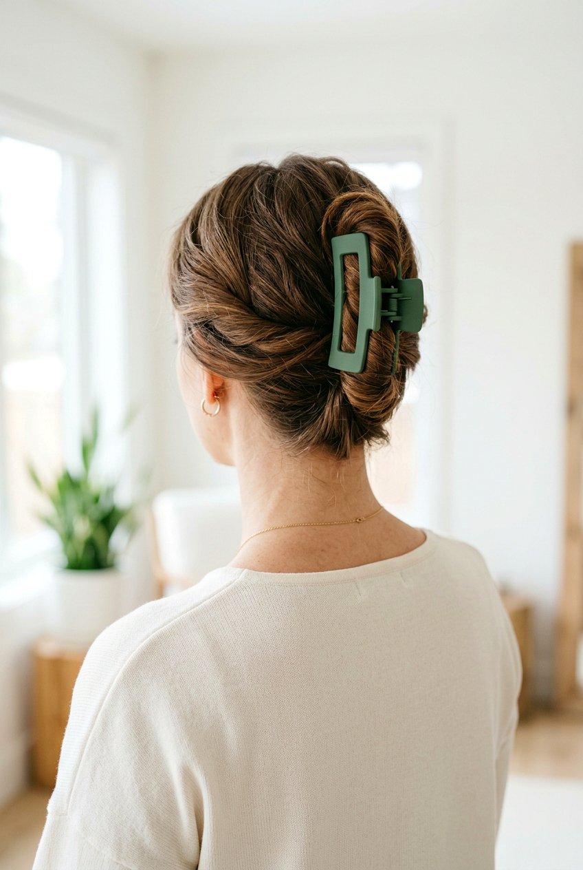 Claw Clip Updo - 20 easy morning hairstyle for shoulder length hair - 20 easy morning hairstyle for shoulder length hair