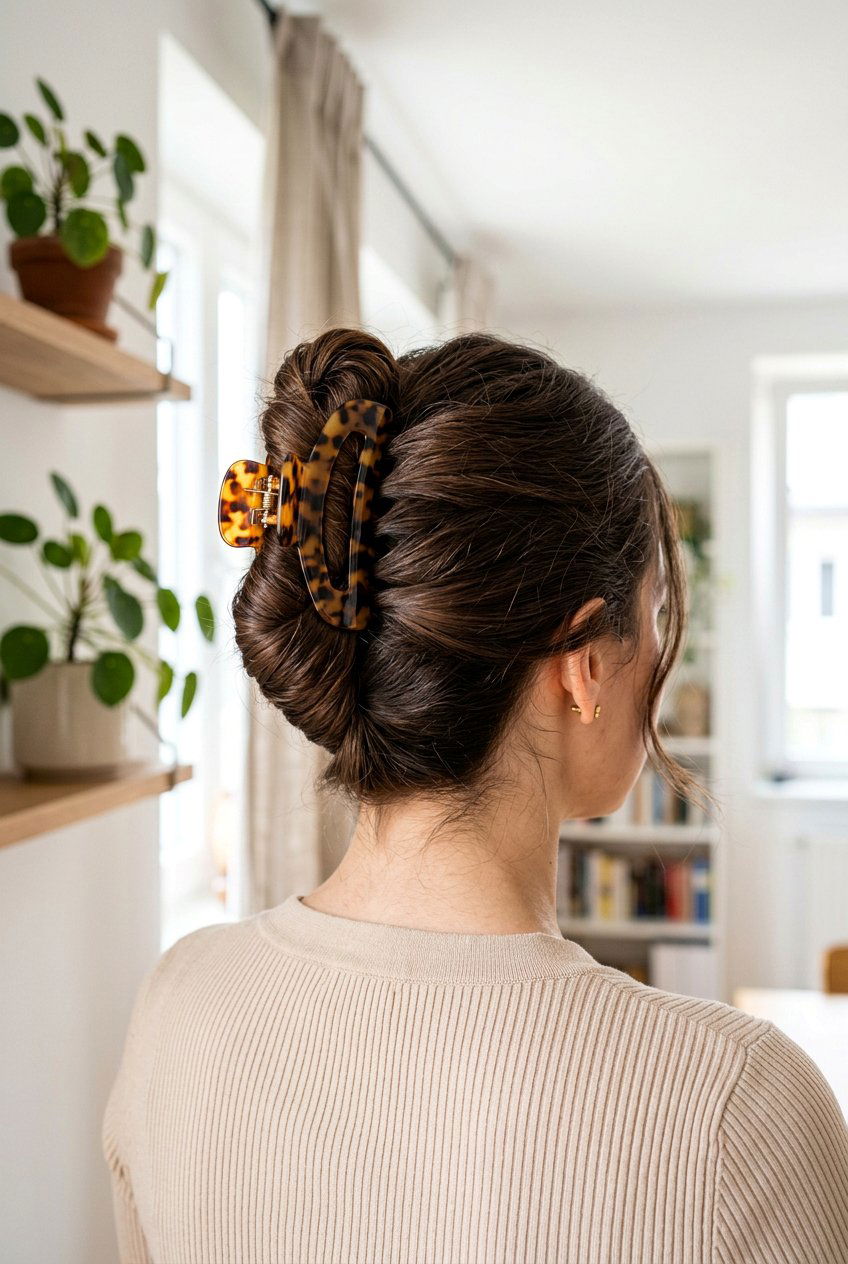 Claw Clip Updo - 20 lazy day heatless hairstyle for women - 20 lazy day heatless hairstyle for women