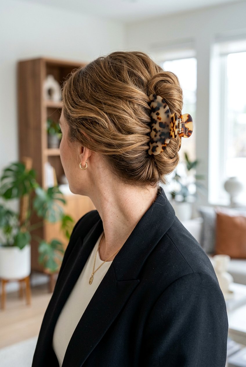 Claw Clip Updo - 20 quick hairstyle for office mornings - 20 quick hairstyle for office mornings