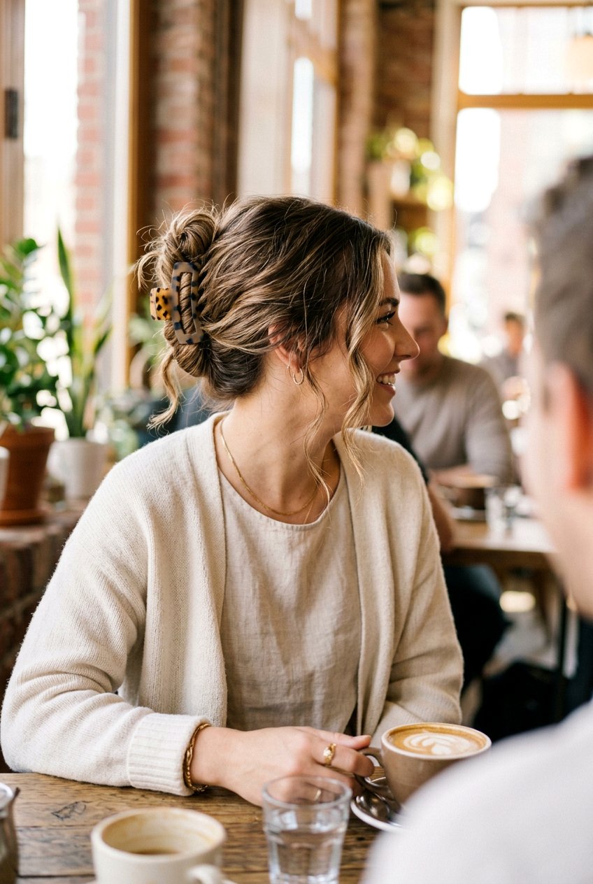 Claw Clip Updo For Coffee Date - 20 coffee date hairstyles - 20 coffee date hairstyles