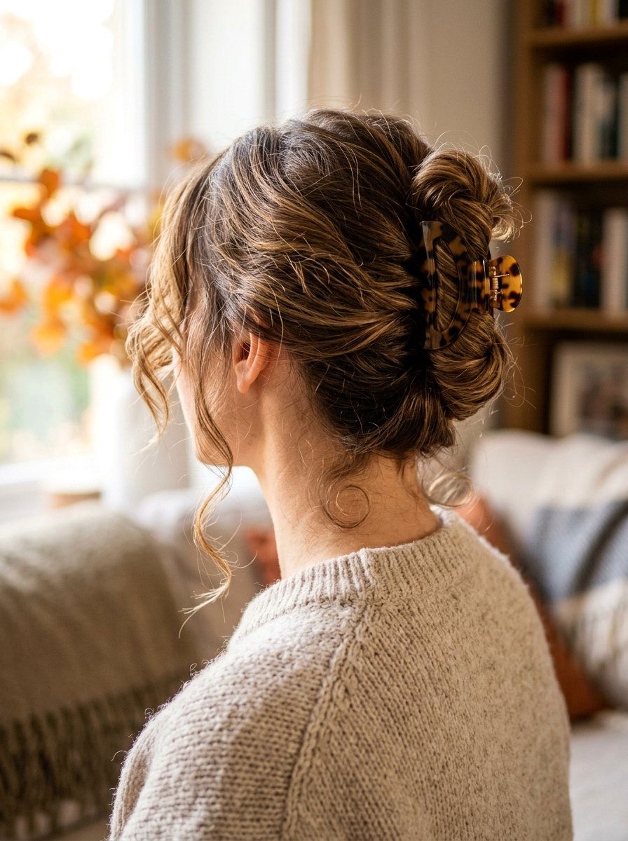 Claw Clip Updo For Layered Hair - 20 easy hairstyle for shoulder length layers - 20 easy hairstyle for shoulder length layers