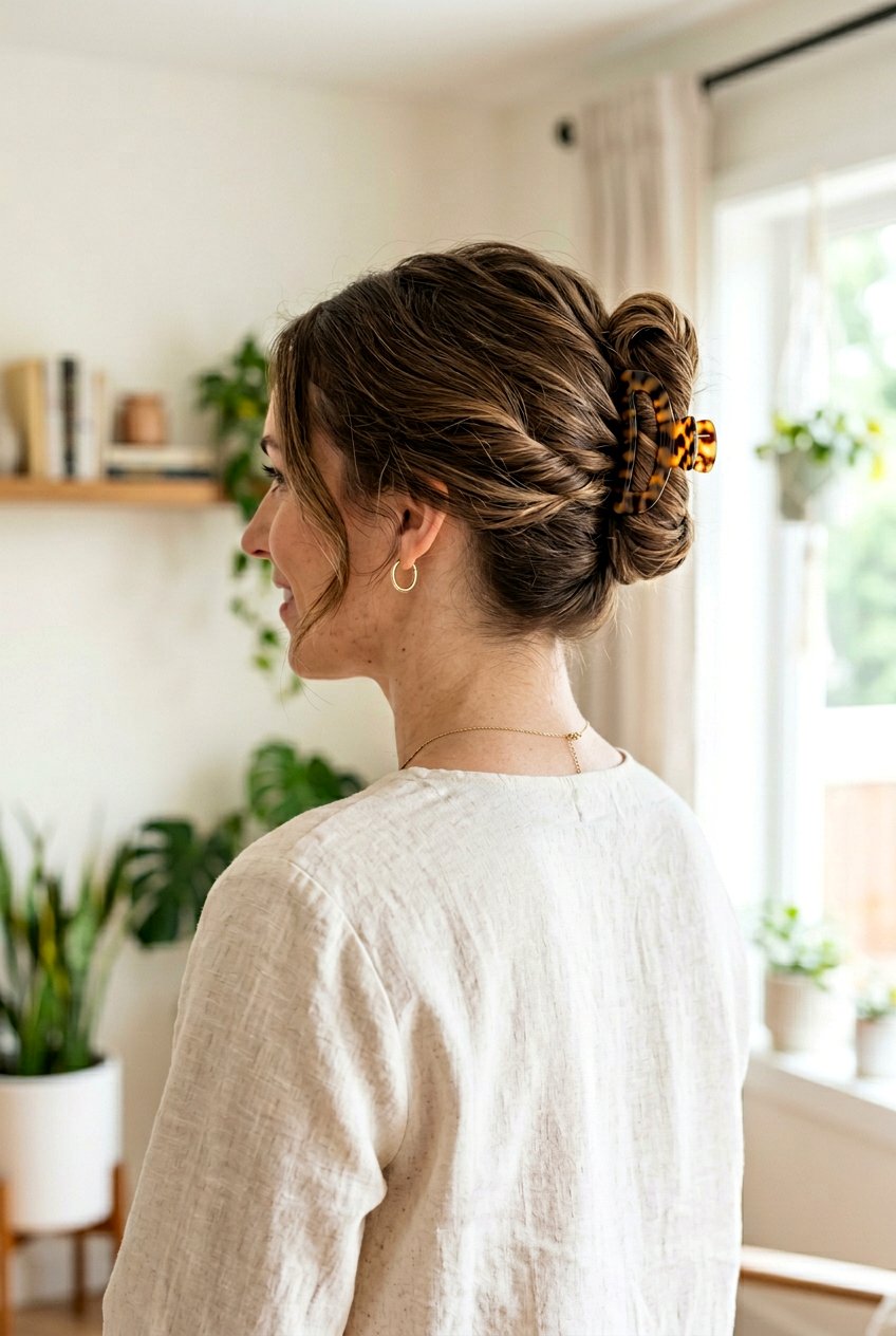 Claw Clip Updo For Medium Length Hair - 20 claw clip hairstyles - 20 claw clip hairstyles