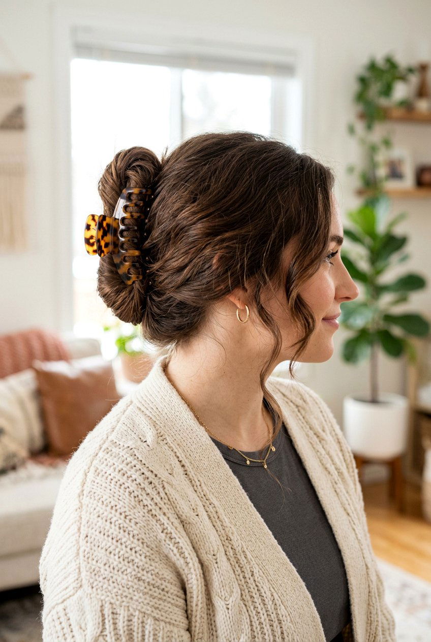 Claw Clip Updo For Postpartum Hair - 20 hairstyle to hide postpartum regrowth - 20 hairstyle to hide postpartum regrowth