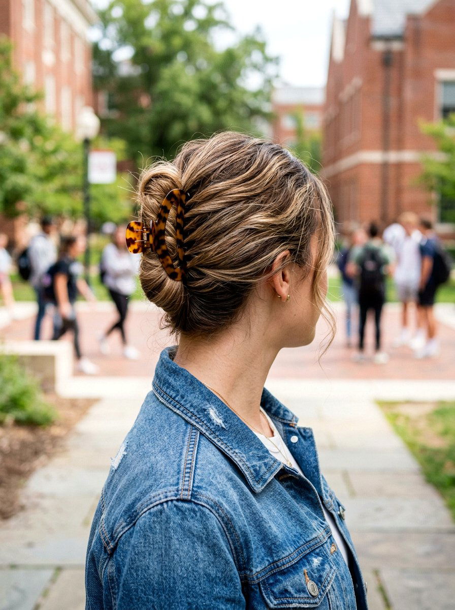 Claw Clip Updo Hairstyle For College - 20 cute hairstyle for college campus - 20 cute hairstyle for college campus