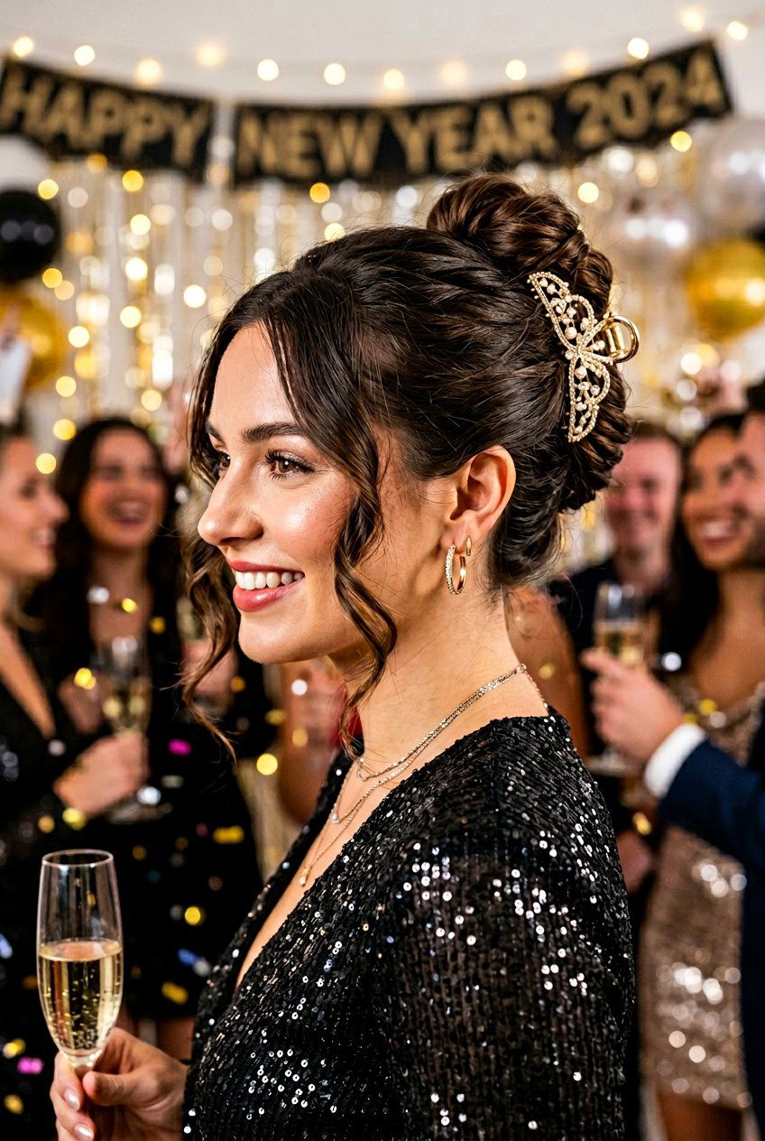 Claw Clip Updo New Years Eve Hairstyle - 20 new years eve hairstyles - 20 new year’s eve hairstyles