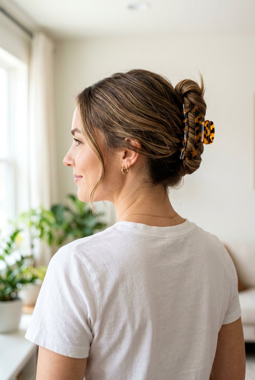 Claw Clip Updo - 20 airport hairstyle for medium hair - 20 airport hairstyle for medium hair