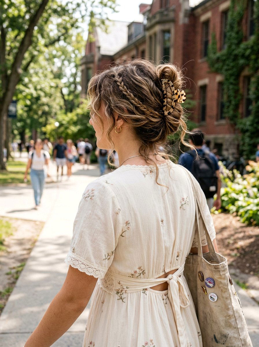 Claw Clip With Boho Braids - 20 claw clip hairstyle for college girls