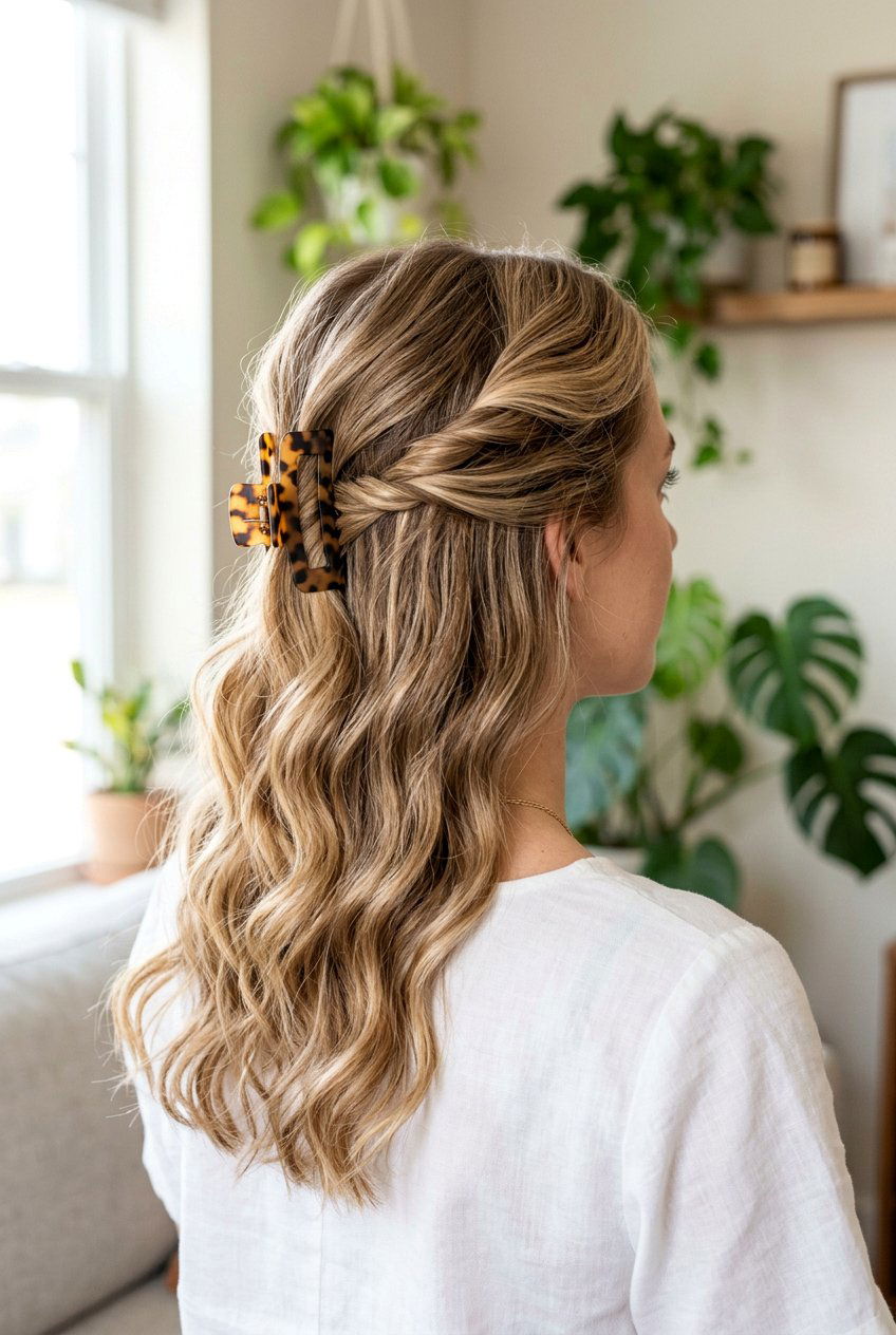 Claw Clip With Loose Waves - 20 90s claw clip hairstyle - 20 90s claw clip hairstyle